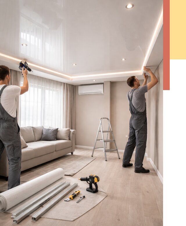 Монтаж глянцевого натяжного потолка в Владимире от 778 руб. под ключ | ОТДЕЛОЧНИК-Вдм