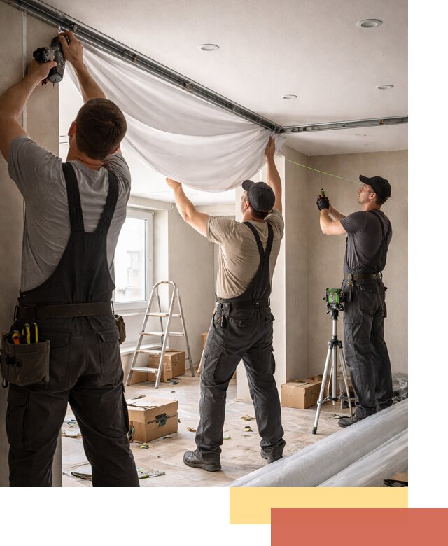 Монтаж парящего натяжного потолка под ключ в Владимире