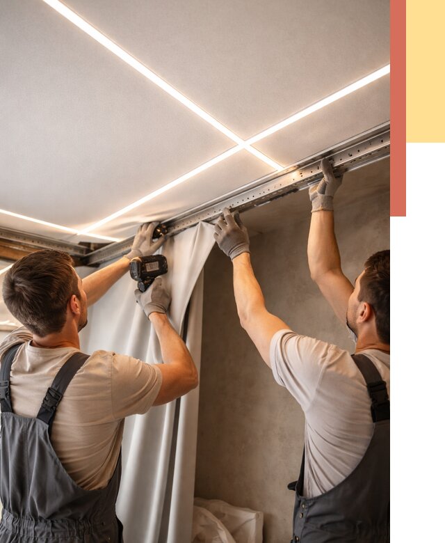 Монтаж натяжного потолка со световыми линиями в Владимире от 1245 руб. | ОТДЕЛОЧНИК-Вдм