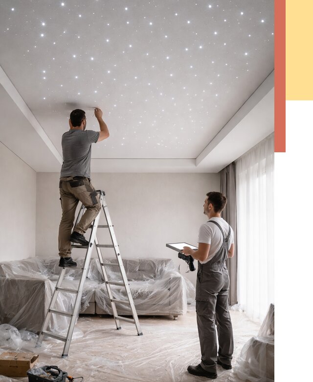 Монтаж натяжного потолка «звездное небо» в Владимире от 6744 руб. | ОТДЕЛОЧНИК-Вдм