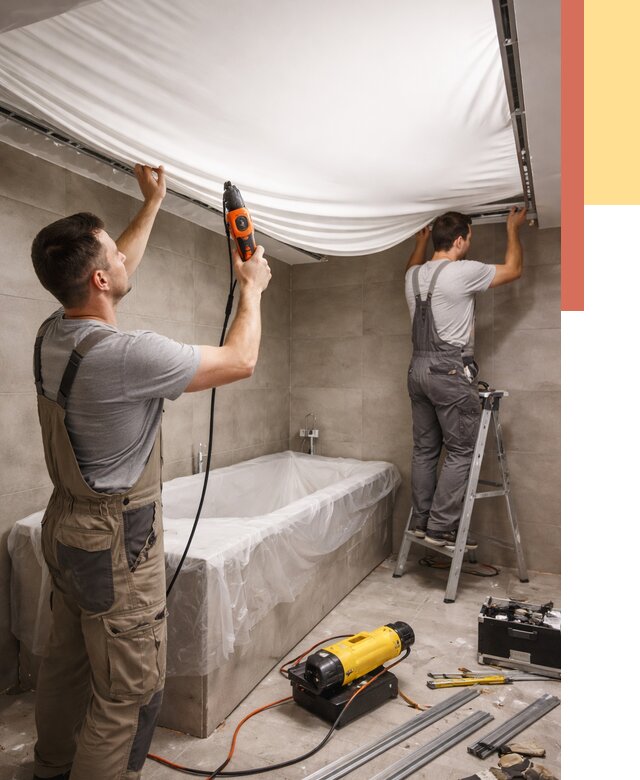 Монтаж натяжного потолка в ванной в Владимире от 1245 руб. под ключ | ОТДЕЛОЧНИК-Вдм