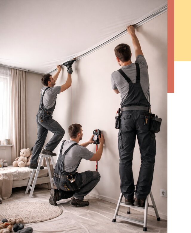 Монтаж натяжного потолка в детской в Владимире от 3631 руб. — быстро и недорого | ОТДЕЛОЧНИК-Вдм