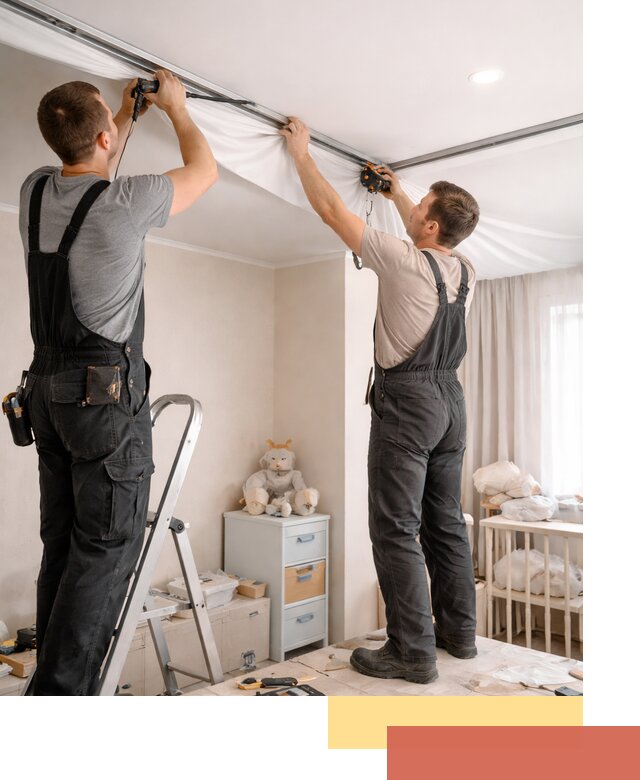 Монтаж натяжного потолка в детской комнате в Владимире