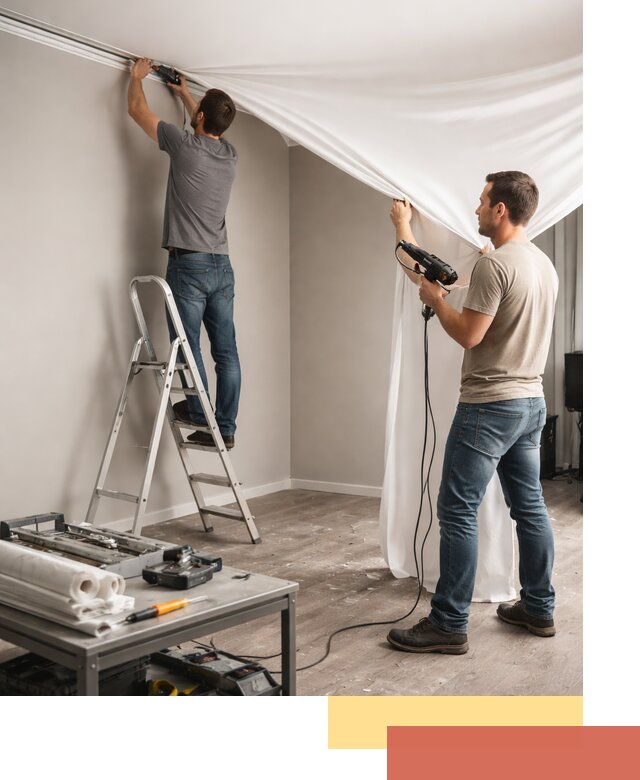 Монтаж натяжного потолка в студии в Владимире