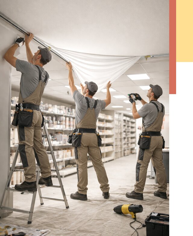 Монтаж натяжного потолка в магазине в Владимире от 4669 руб. быстро и недорого | ОТДЕЛОЧНИК-Вдм