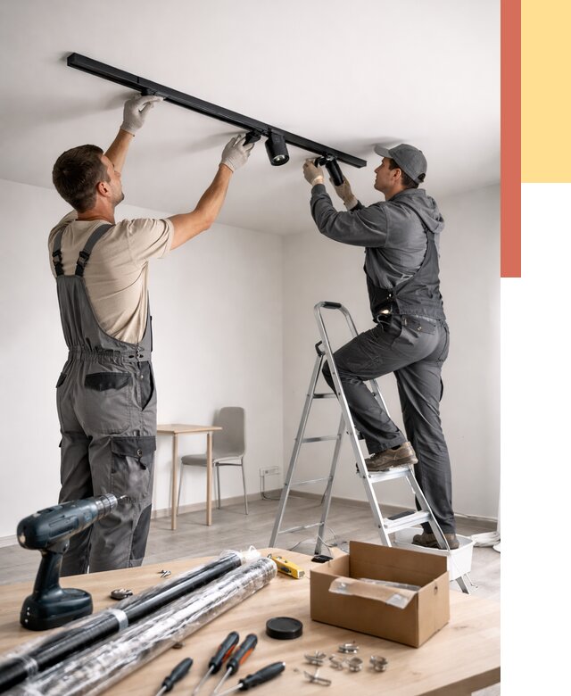 Установка трековых светильников в натяжной потолок в Владимире от 4358 руб. | ОТДЕЛОЧНИК-Вдм