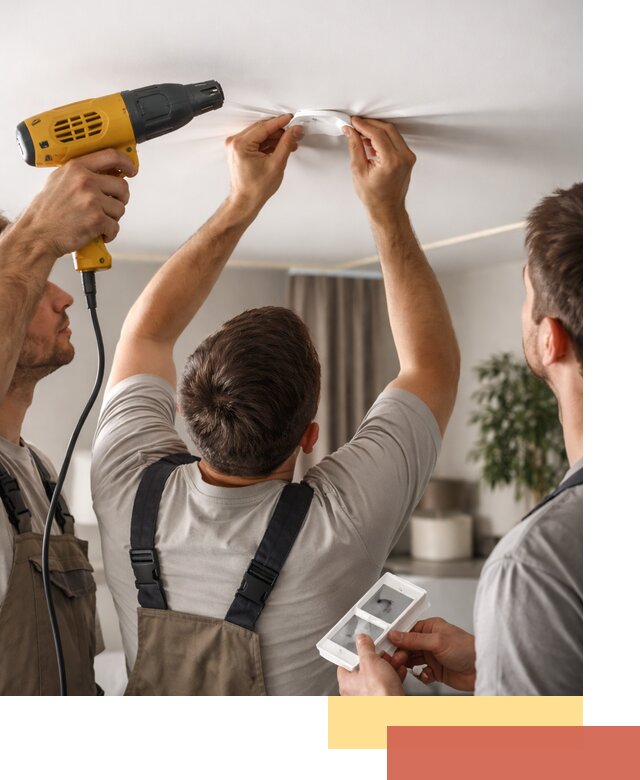 Ремонт прокола полотна натяжного потолка в Владимире