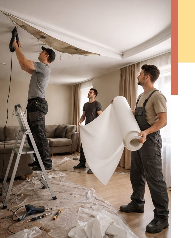 Замена полотна натяжного потолка в Владимире от 9856 руб. быстро и недорого | ОТДЕЛОЧНИК-Вдм