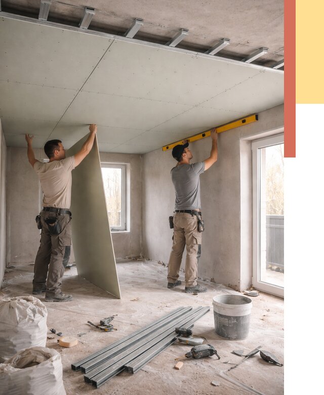 Одноуровневый потолок из гипсокартона в Владимире от 778 руб. — монтаж под ключ | ОТДЕЛОЧНИК-Вдм