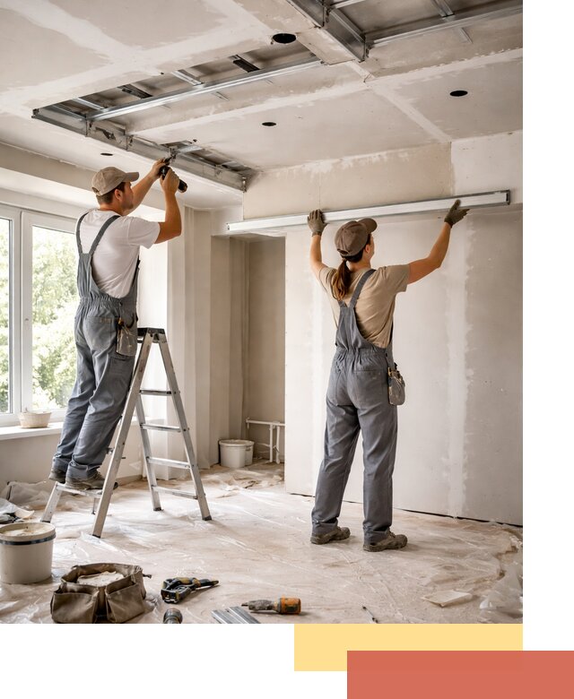 Монтаж многоуровневого потолка из гипсокартона в Владимире