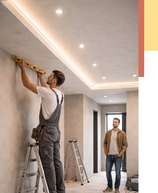 Потолок из гипсокартона с подсветкой в Владимире от 778 руб./м2 под ключ | ОТДЕЛОЧНИК-Вдм