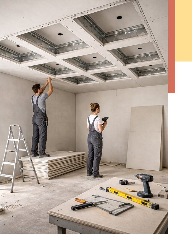 Кессонный потолок из гипсокартона в Владимире от 1919 руб. — монтаж и под ключ | ОТДЕЛОЧНИК-Вдм