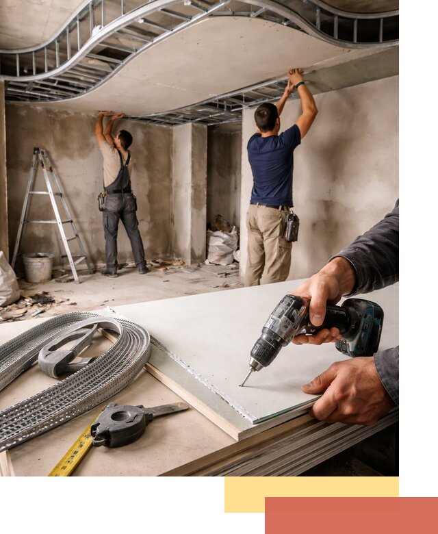 Криволинейный потолок из гипсокартона в Владимире — монтаж и отделка