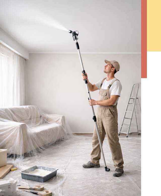 Покраска потолка краскопультом в Владимире от 4669 руб. быстро и недорого | ОТДЕЛОЧНИК-Вдм