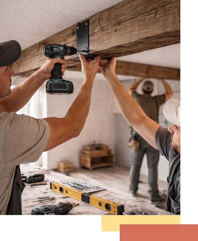 Монтаж декоративных потолочных балок в Владимире